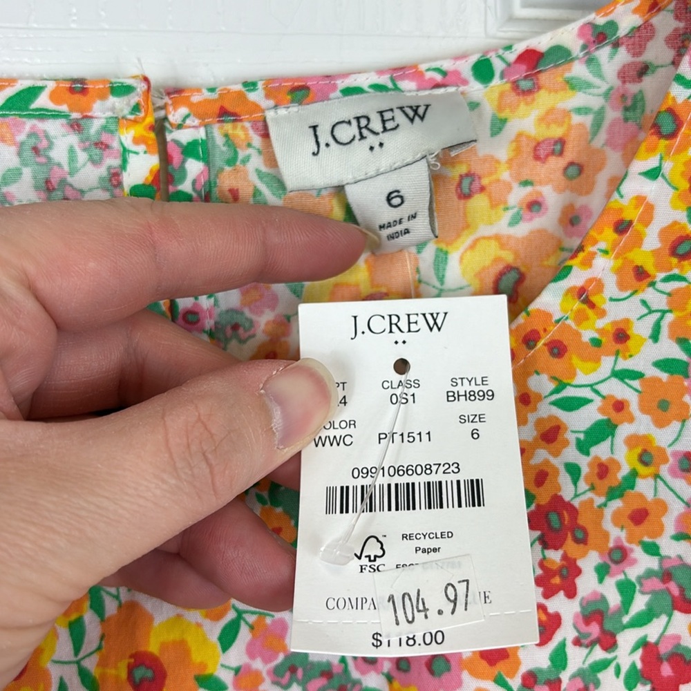 NWT J. Crew mixed floral tiered midi dress sz 6 - Picture 5 of 10